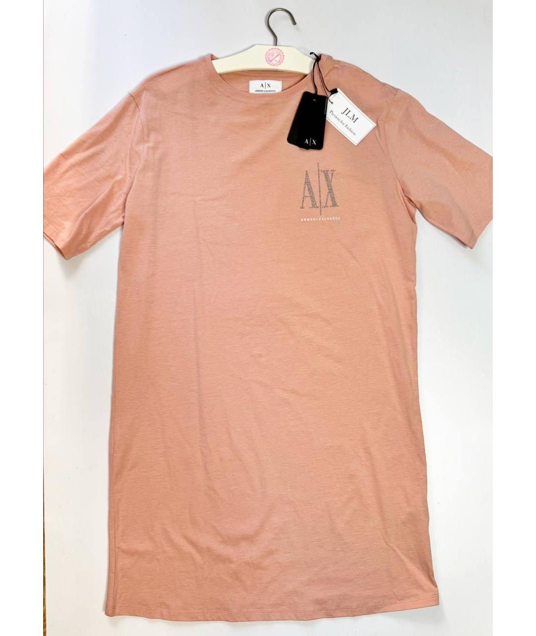 ARMANI EXCHANGE Коралловое хлопковое повседневное платье, фото 5