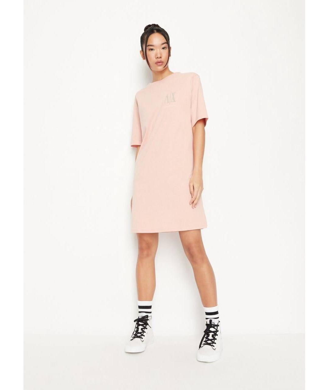 ARMANI EXCHANGE Коралловое хлопковое повседневное платье, фото 2