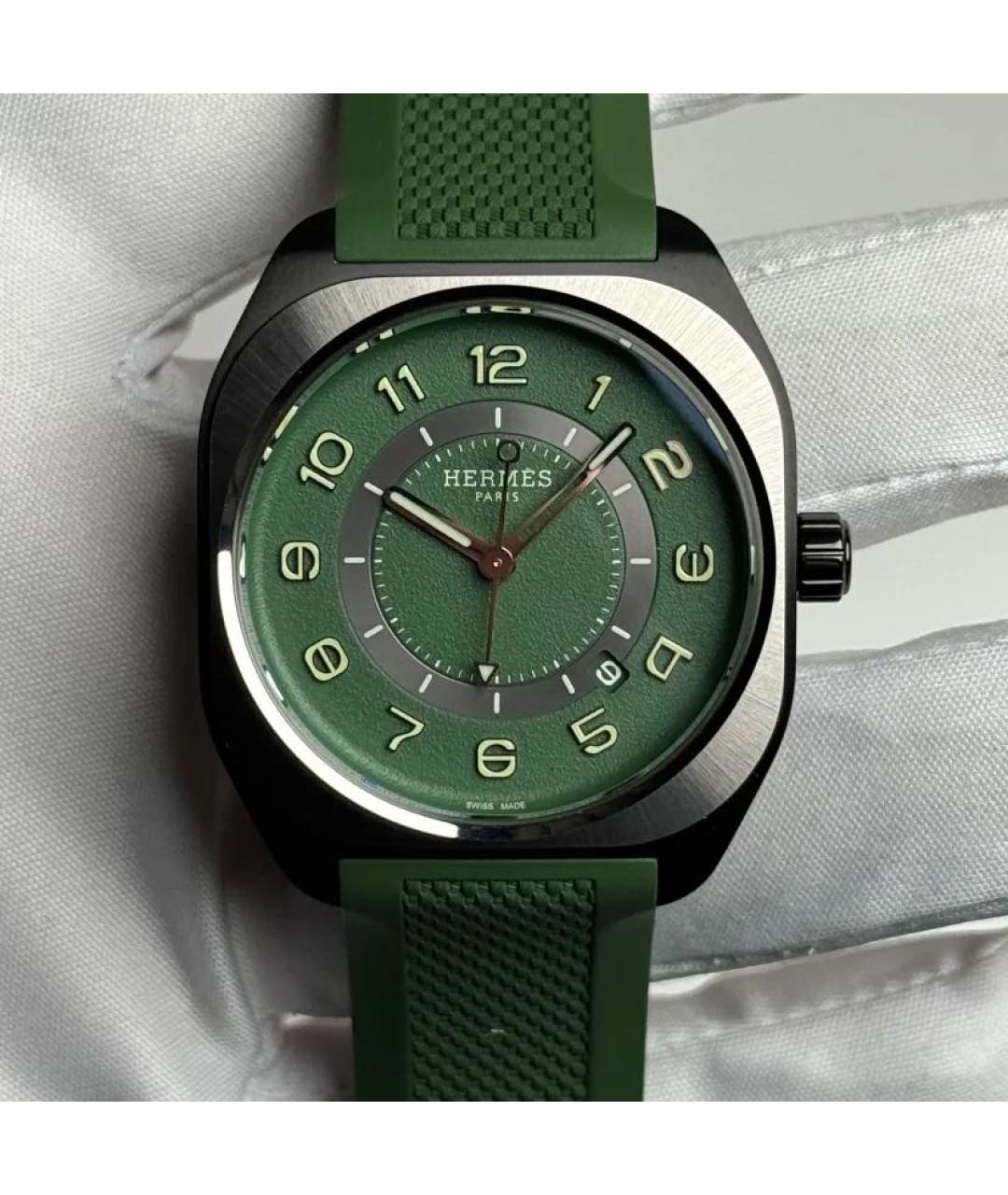 HERMES Хаки титановые часы, фото 6