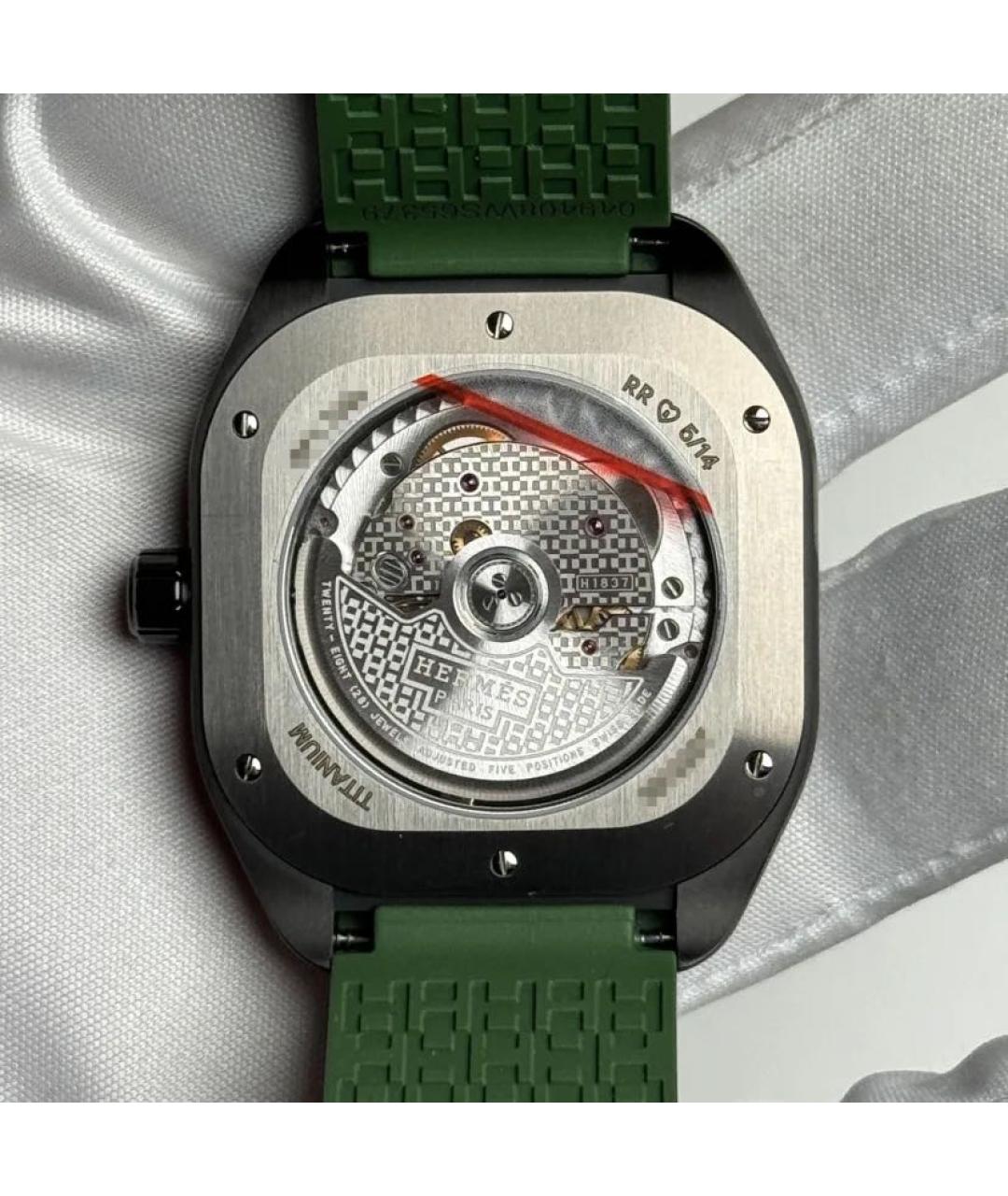 HERMES Хаки титановые часы, фото 4