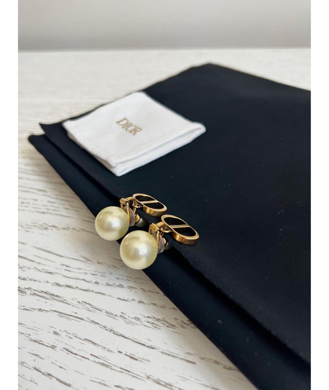 CHRISTIAN DIOR Золотые латунные серьги, фото 3