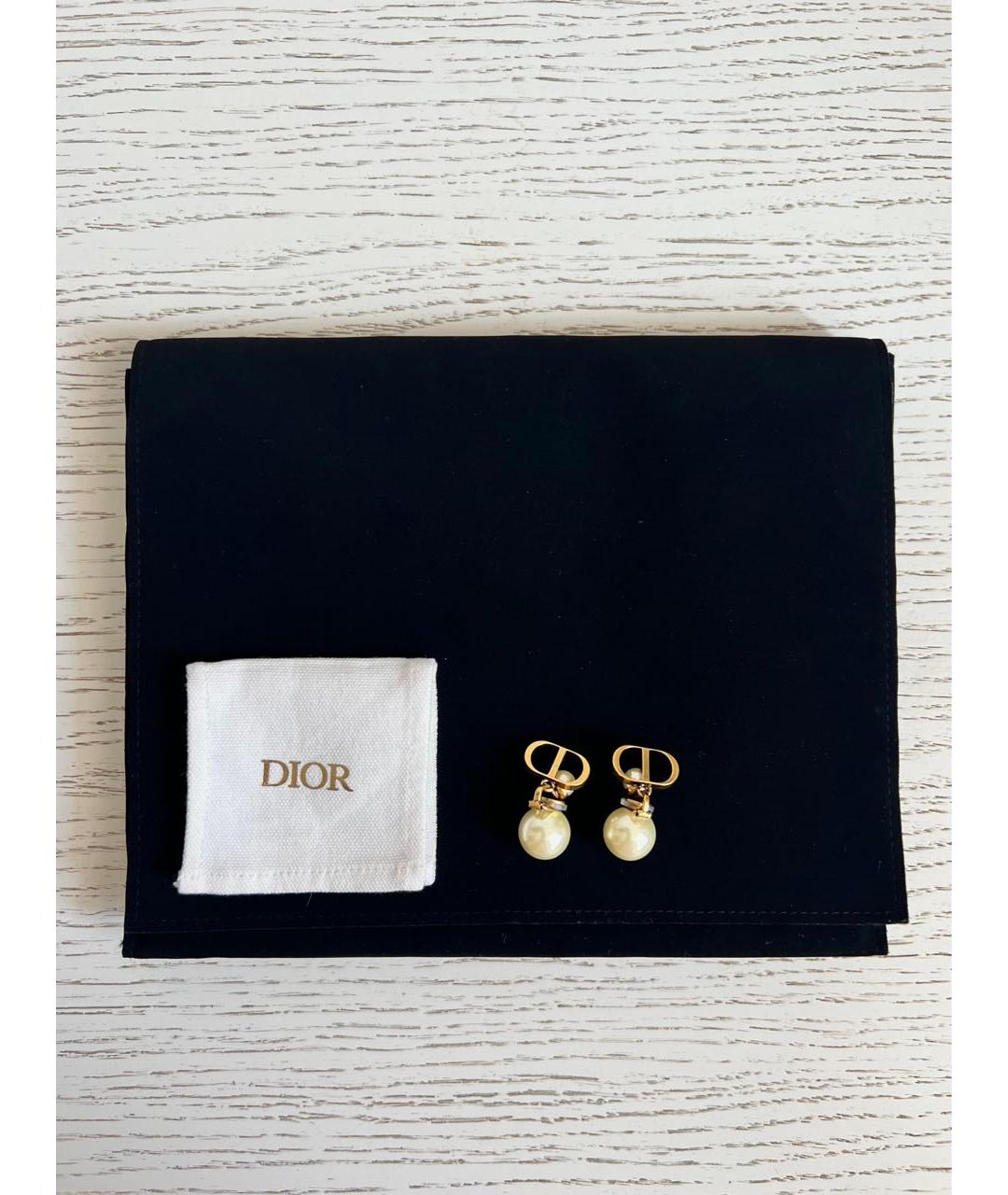 CHRISTIAN DIOR Золотые латунные серьги, фото 2