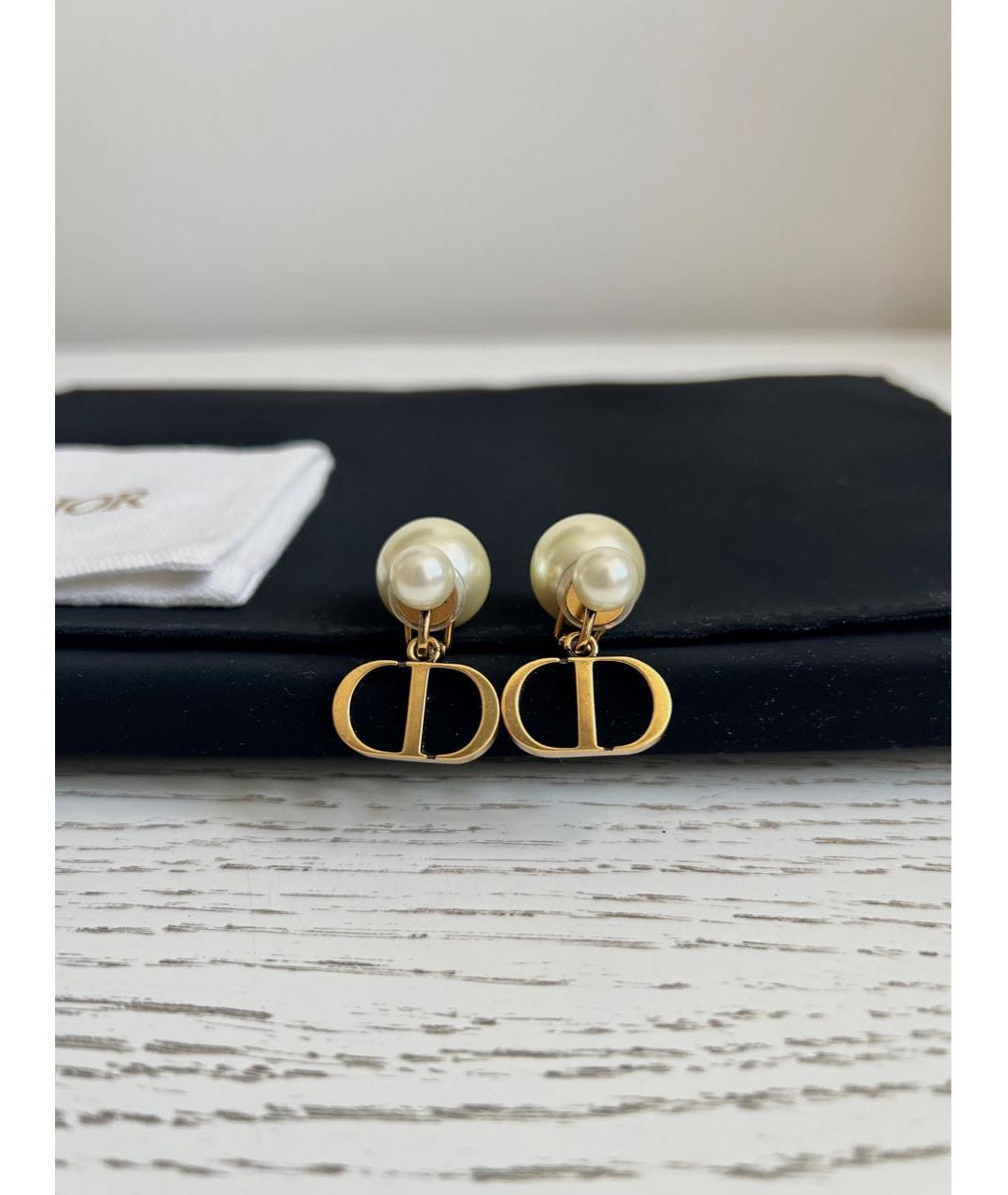 CHRISTIAN DIOR Золотые латунные серьги, фото 5