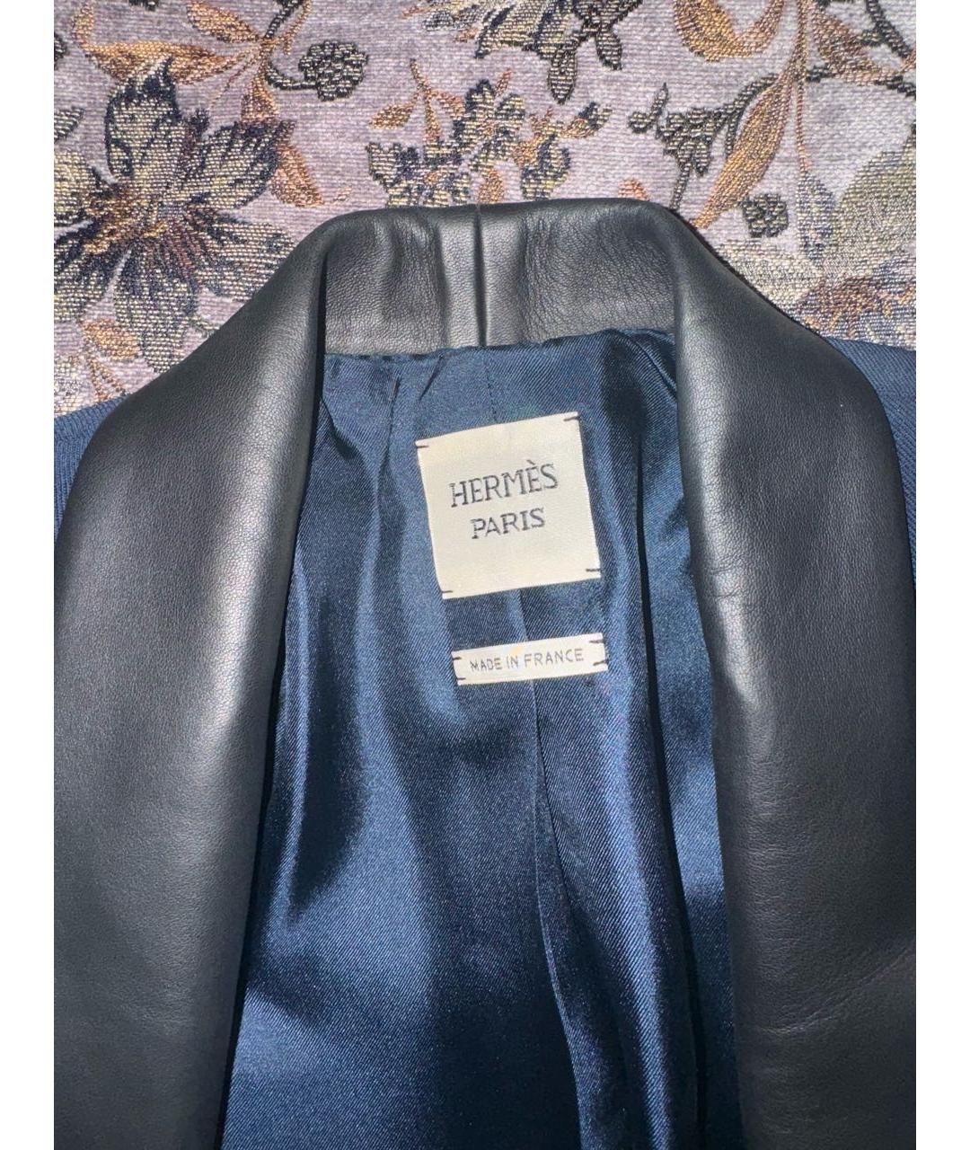 HERMES Синий шерстяной жакет/пиджак, фото 3