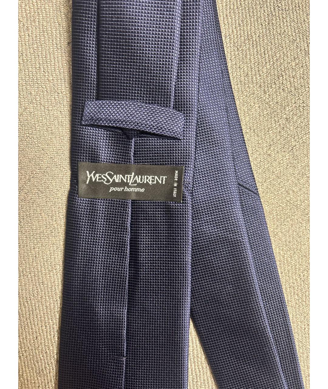 SAINT LAURENT Темно-синий шелковый галстук, фото 3