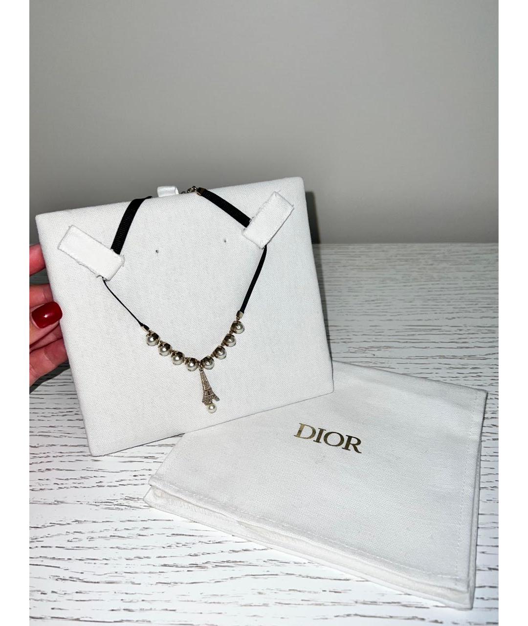 CHRISTIAN DIOR Белый латунный чокер, фото 2