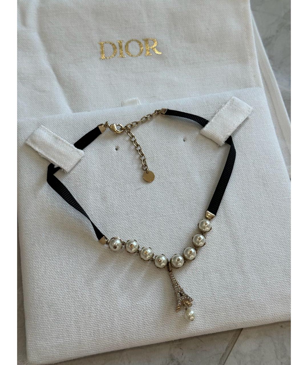 CHRISTIAN DIOR Белый латунный чокер, фото 3