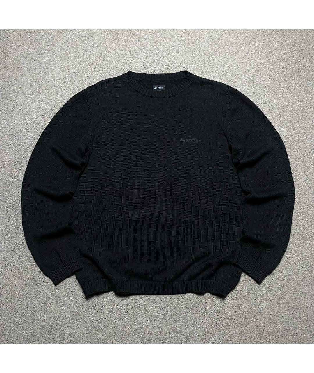 ARMANI JEANS Черный хлопковый джемпер / свитер, фото 2