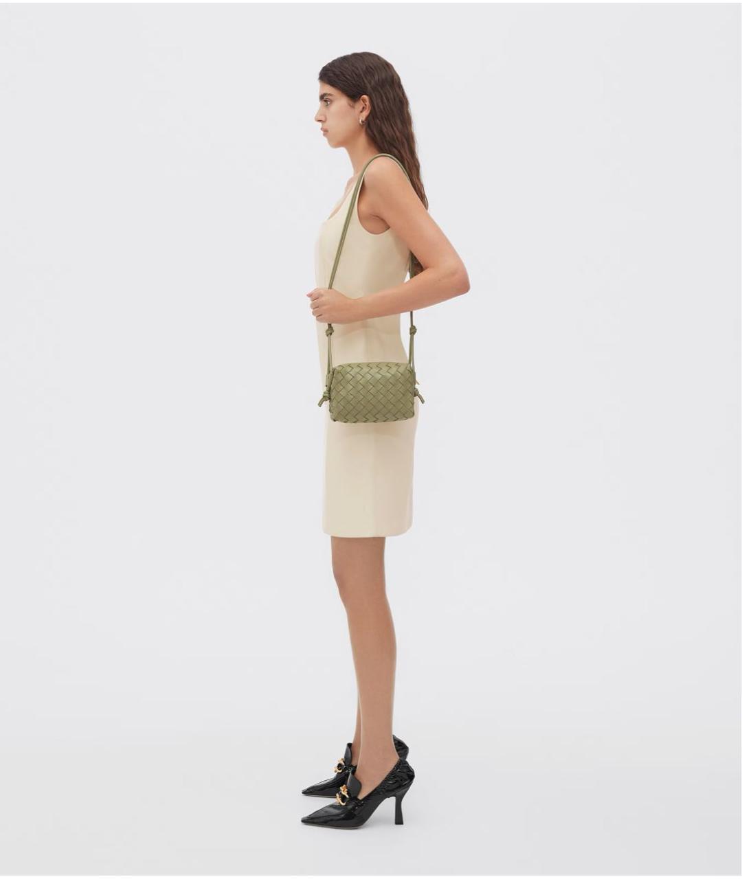 BOTTEGA VENETA Зеленая кожаная сумка через плечо, фото 4