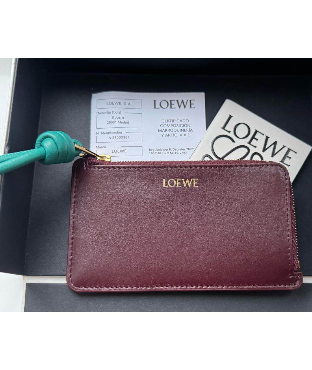 LOEWE Бордовый кожаный кардхолдер, фото 7