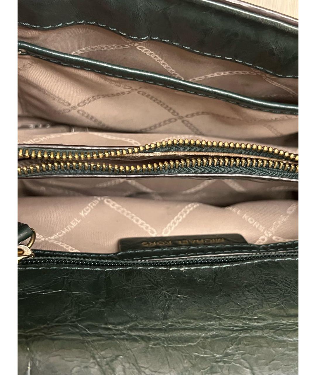 MICHAEL KORS Зеленая кожаная сумка через плечо, фото 5