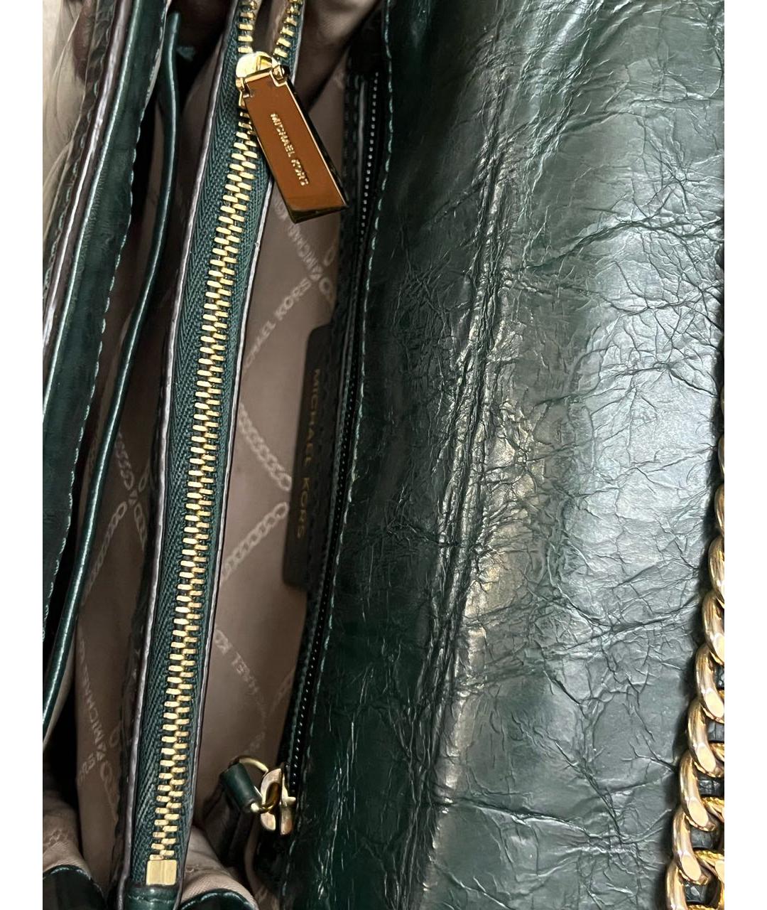 MICHAEL KORS Зеленая кожаная сумка через плечо, фото 6