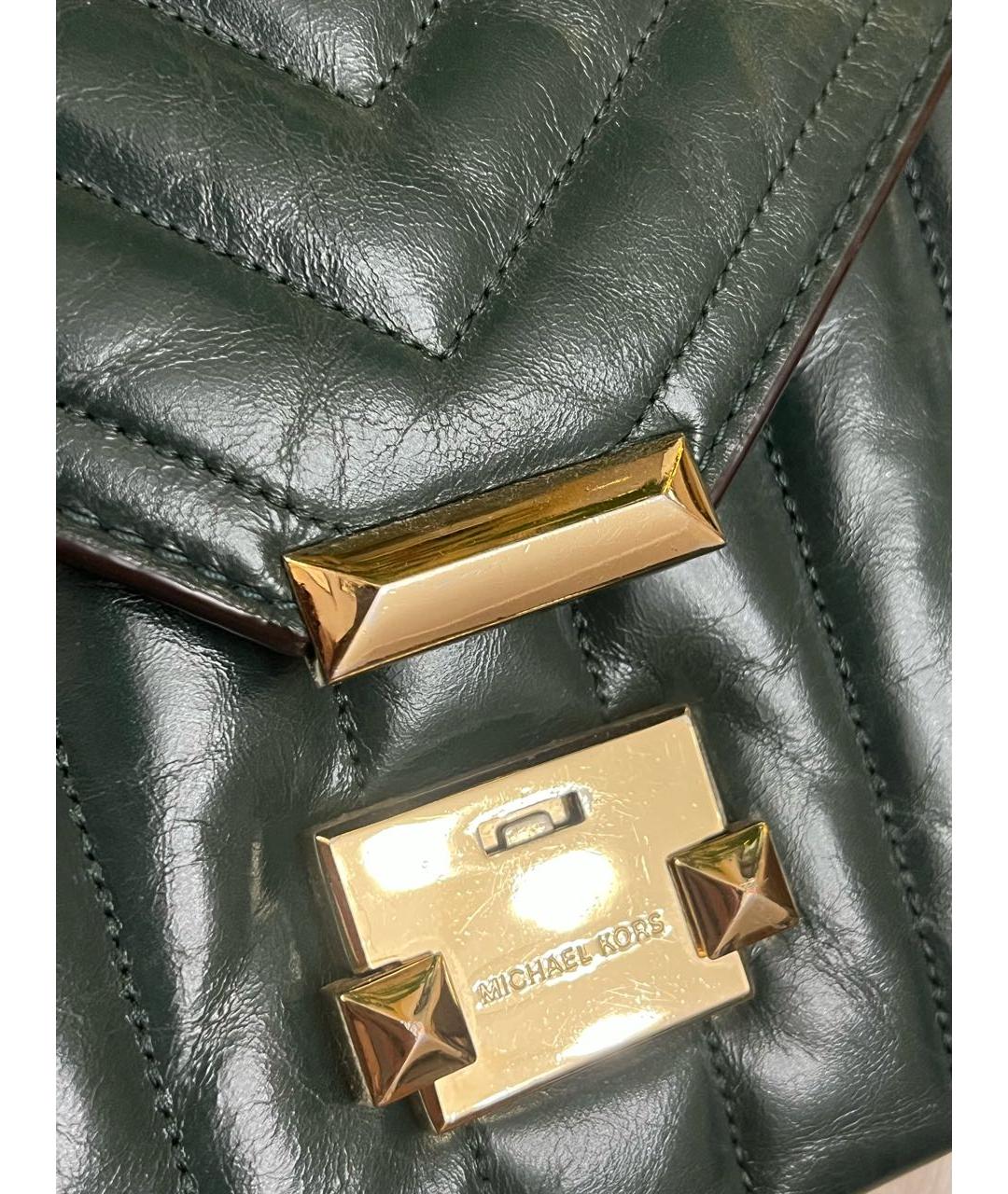 MICHAEL KORS Зеленая кожаная сумка через плечо, фото 8