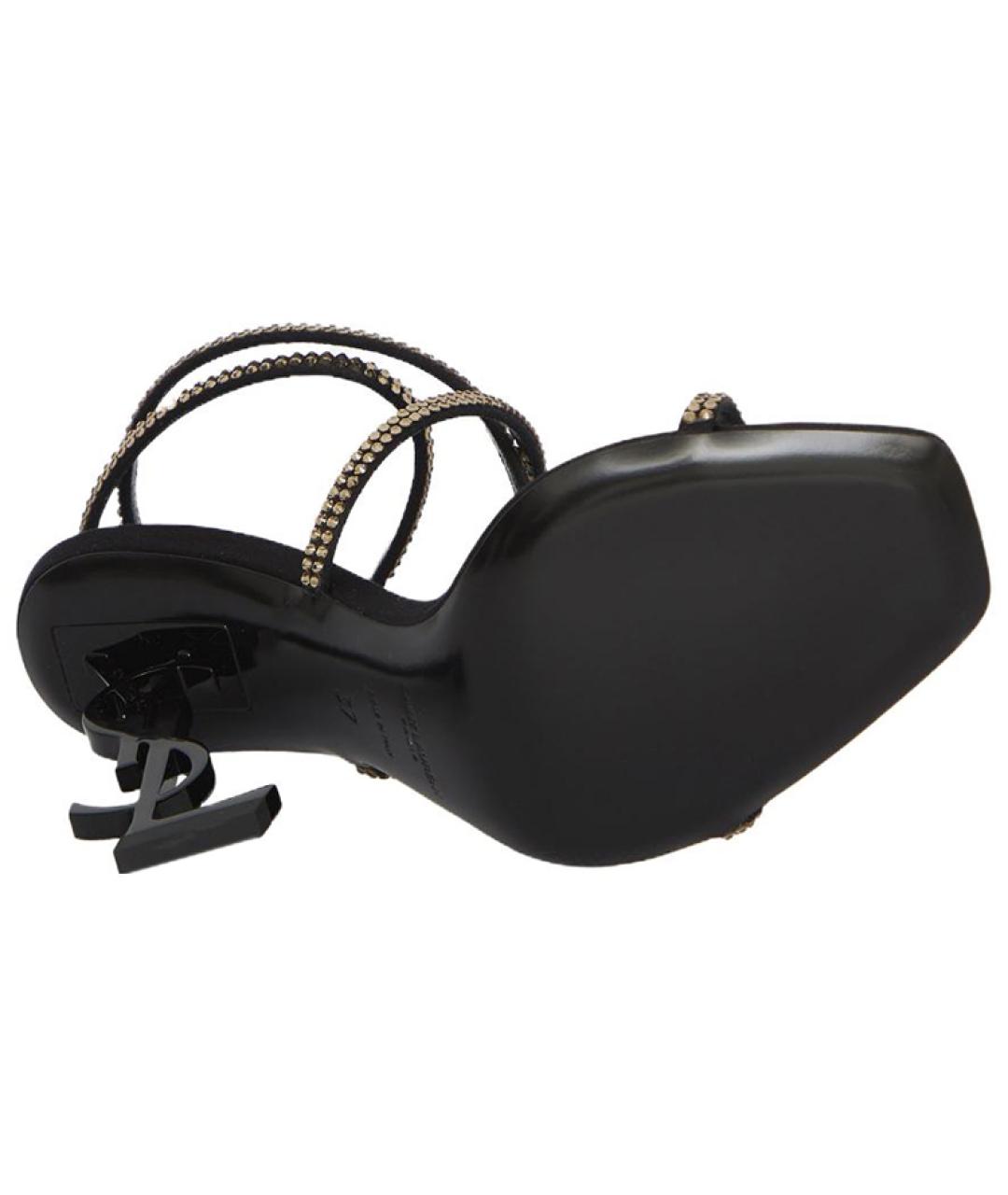 SAINT LAURENT Черные кожаные босоножки, фото 5