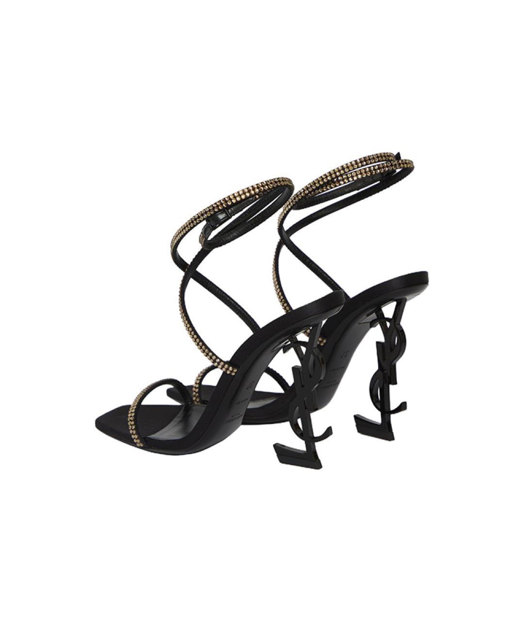 SAINT LAURENT Черные кожаные босоножки, фото 4