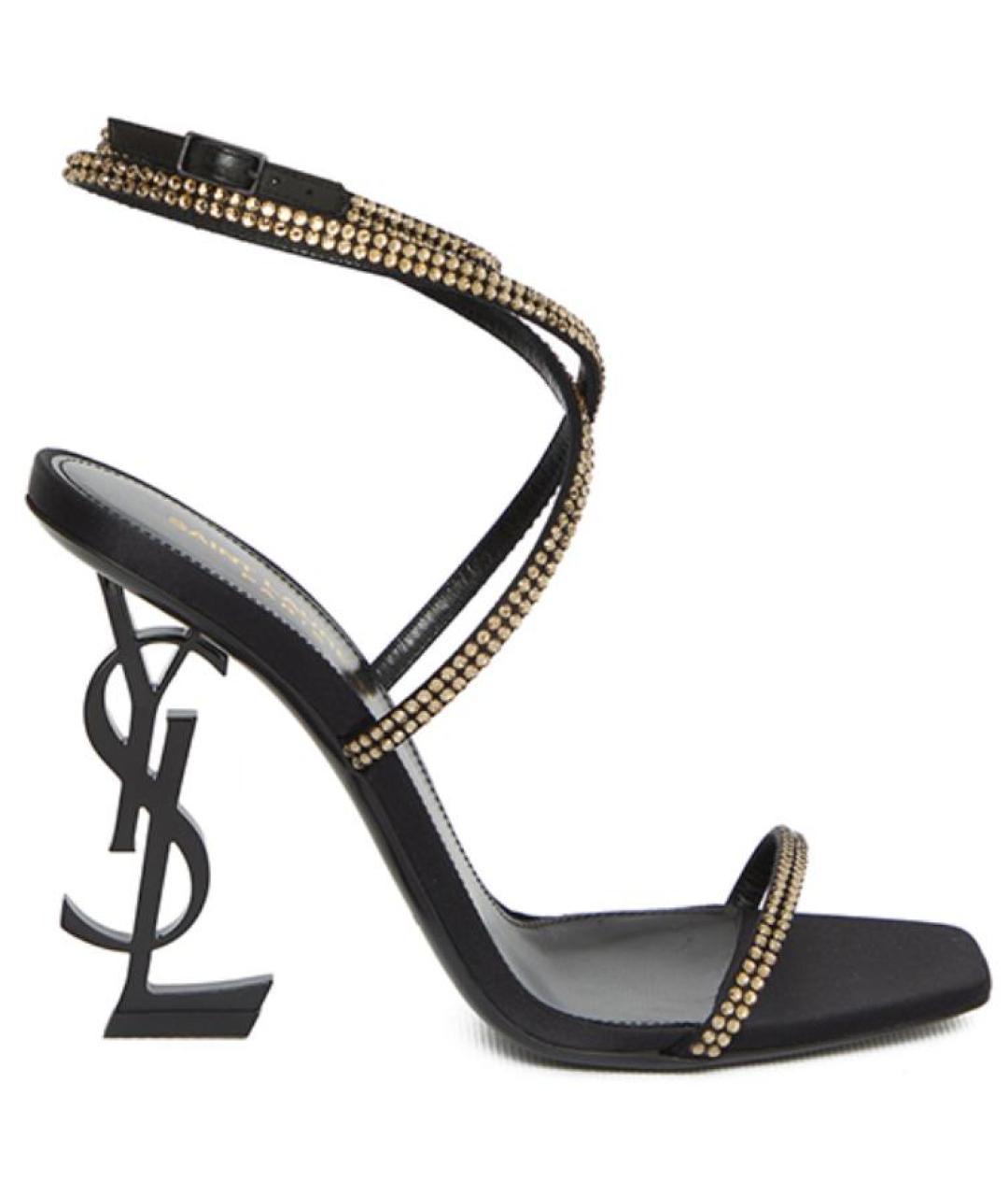 SAINT LAURENT Черные кожаные босоножки, фото 1