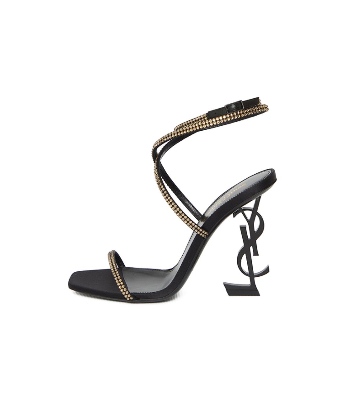 SAINT LAURENT Черные кожаные босоножки, фото 2