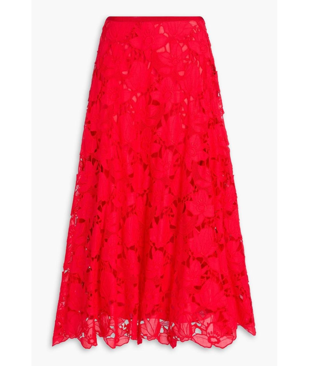 VALENTINO Красная хлопковая юбка миди, фото 4