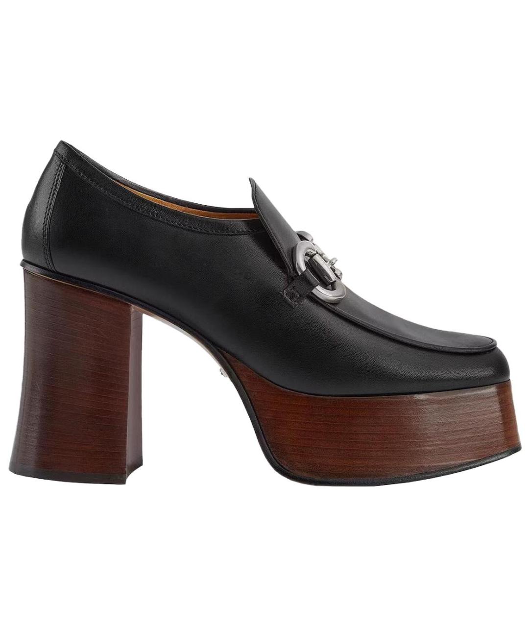 GUCCI Черные кожаные туфли, фото 1