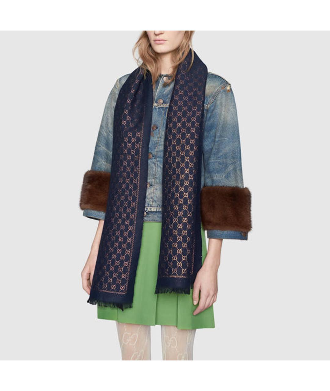 GUCCI Синий шарф, фото 3