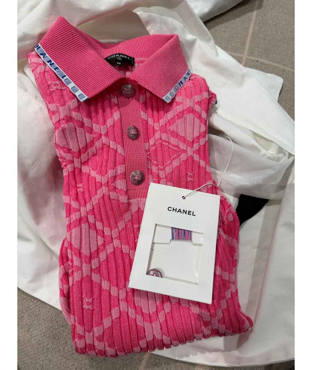 CHANEL Фуксия хлопковое повседневное платье, фото 5