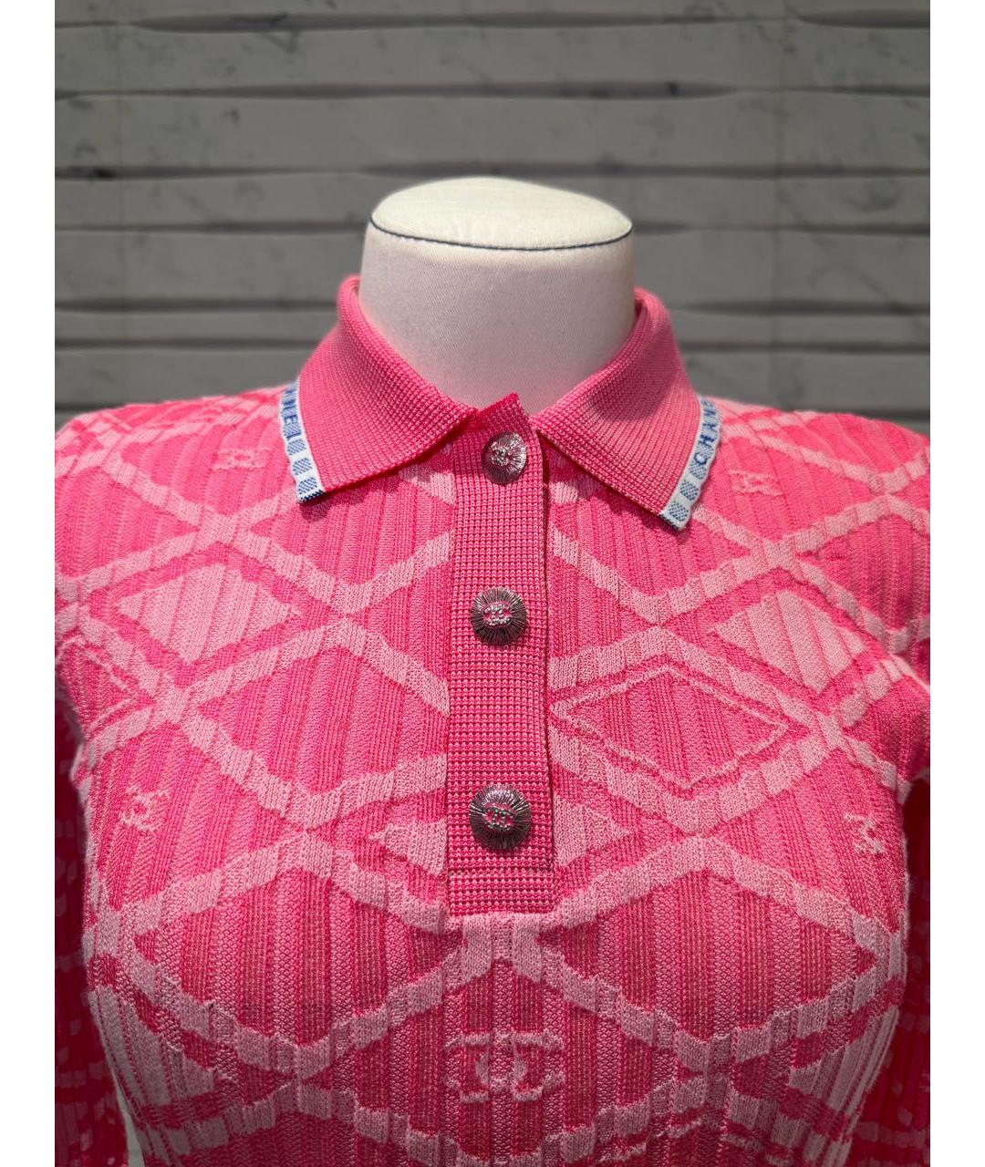 CHANEL Фуксия хлопковое повседневное платье, фото 2