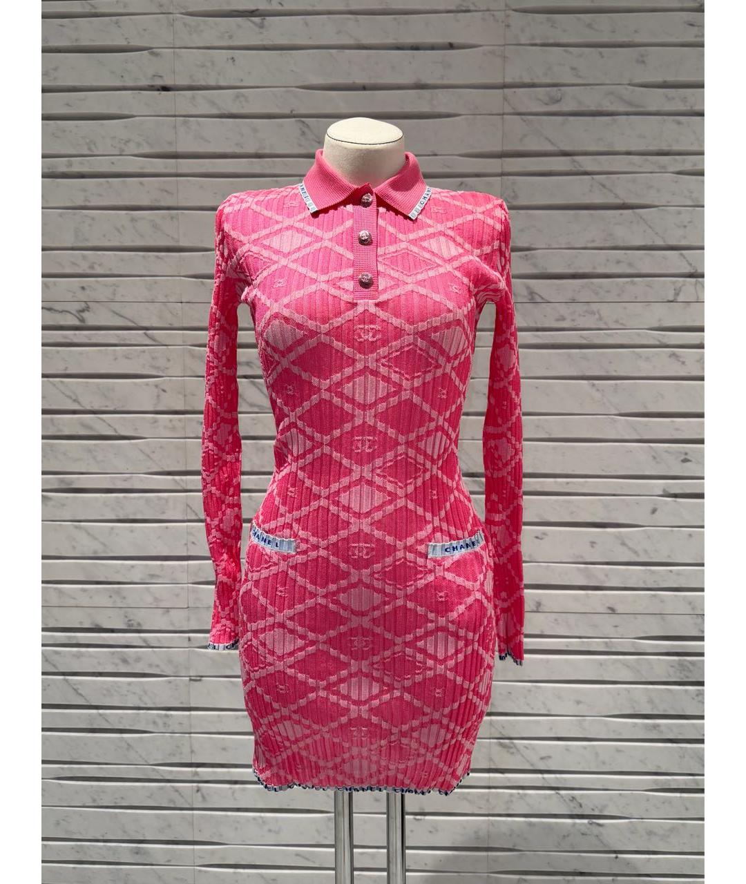 CHANEL Фуксия хлопковое повседневное платье, фото 7