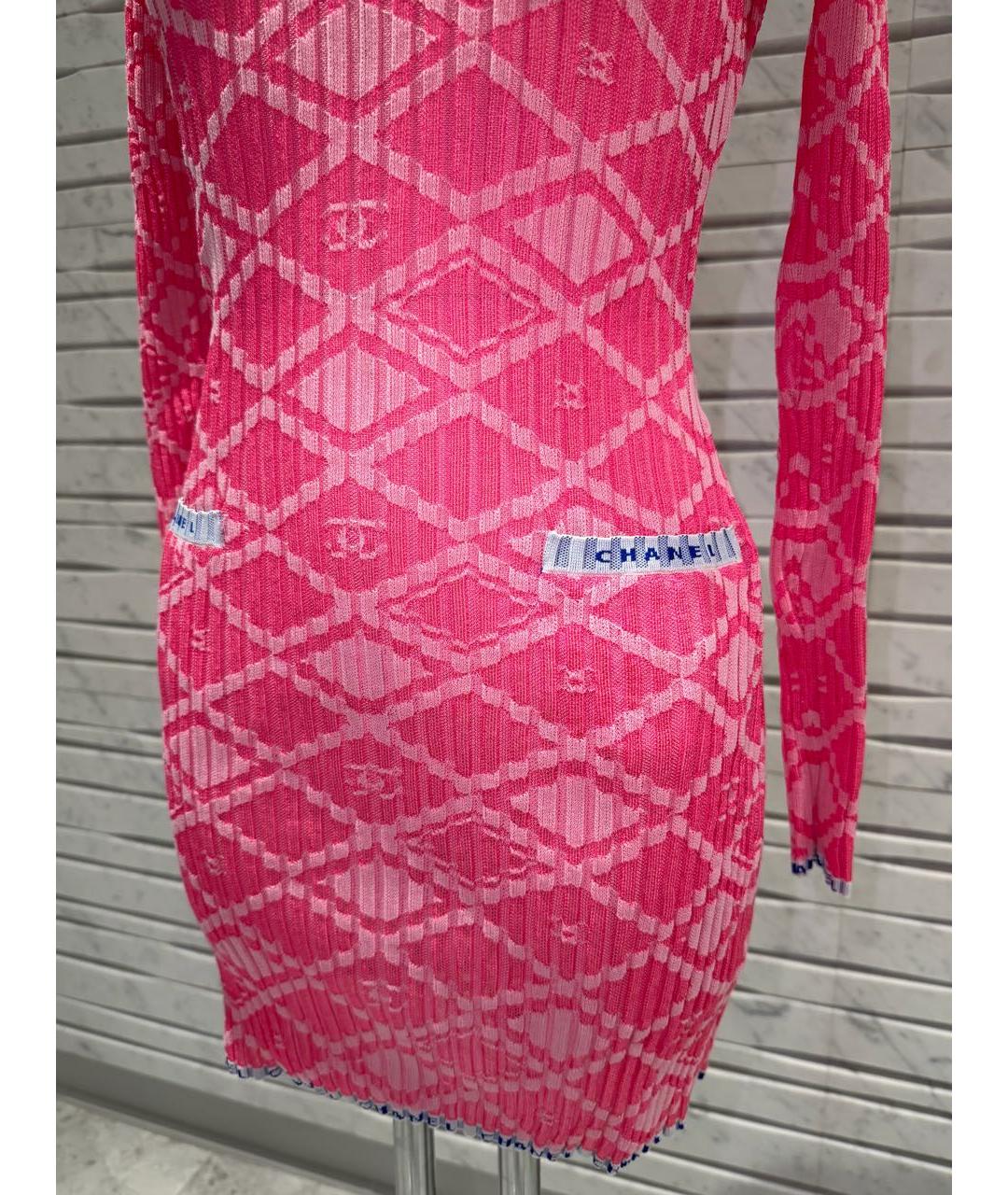 CHANEL Фуксия хлопковое повседневное платье, фото 3