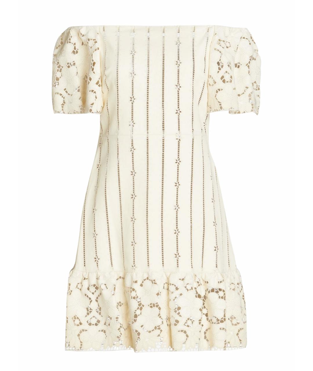 VALENTINO Бежевое кожаное коктейльное платье, фото 1