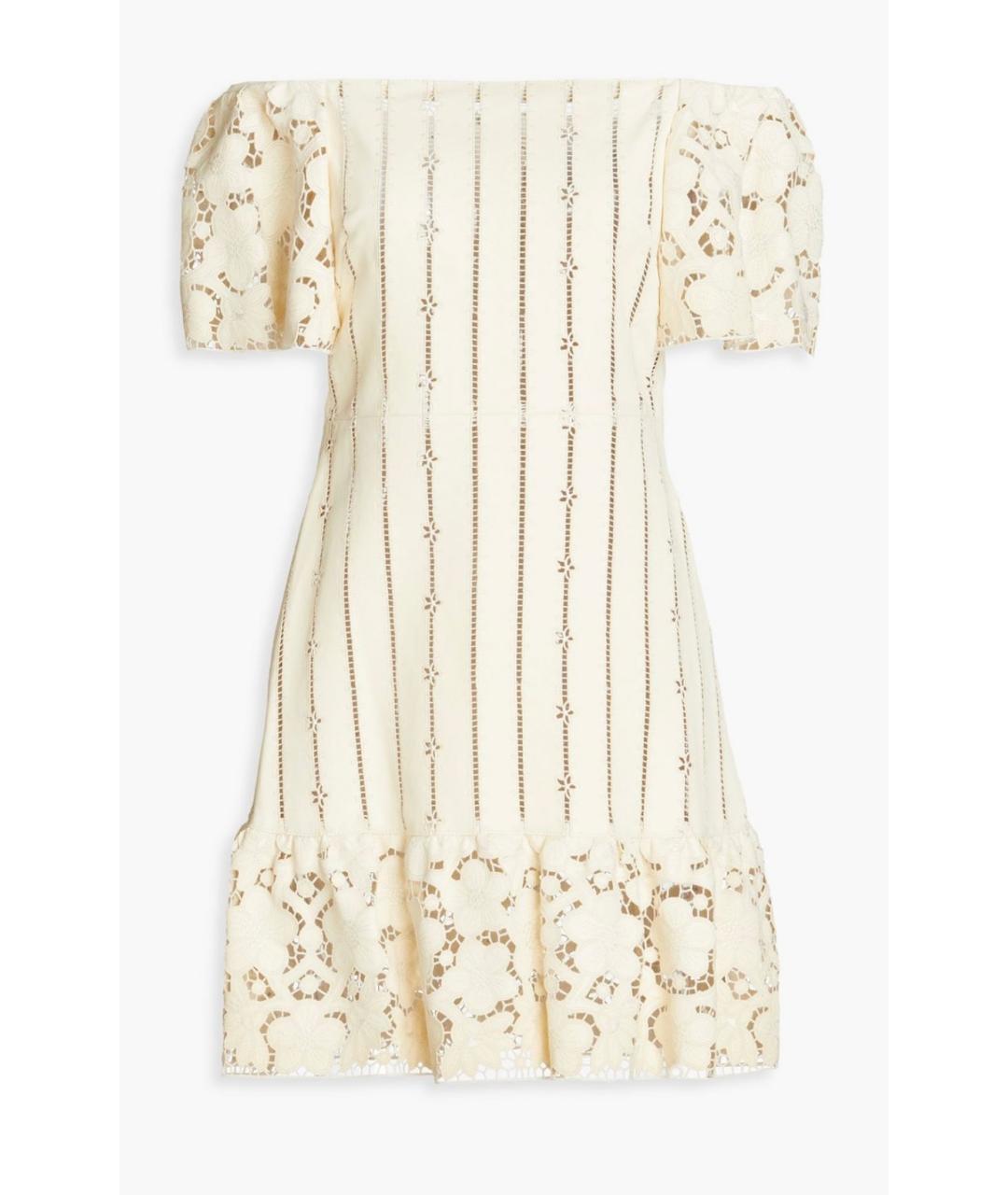 VALENTINO Бежевое кожаное коктейльное платье, фото 4