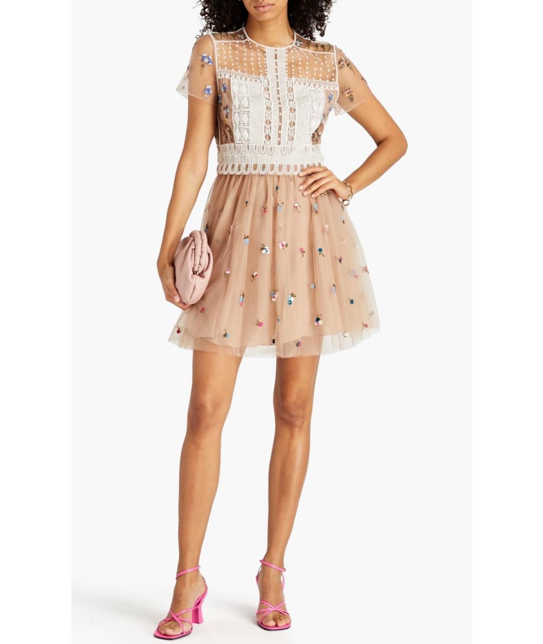 VALENTINO Бежевое полиамидовое коктейльное платье, фото 2