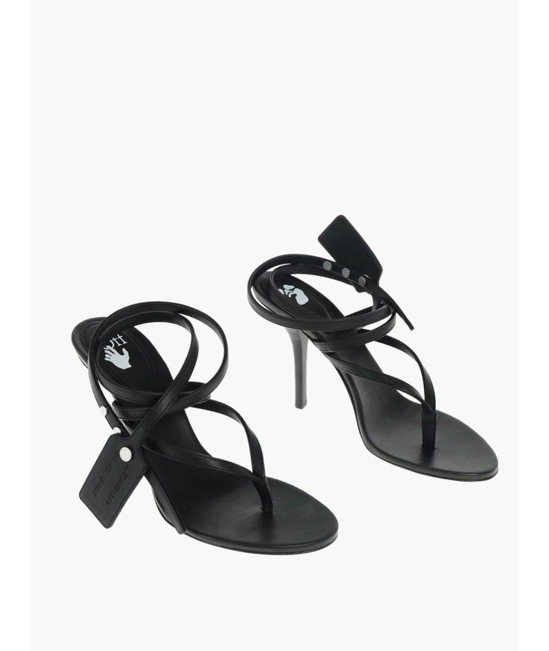 OFF-WHITE Черные кожаные босоножки, фото 5