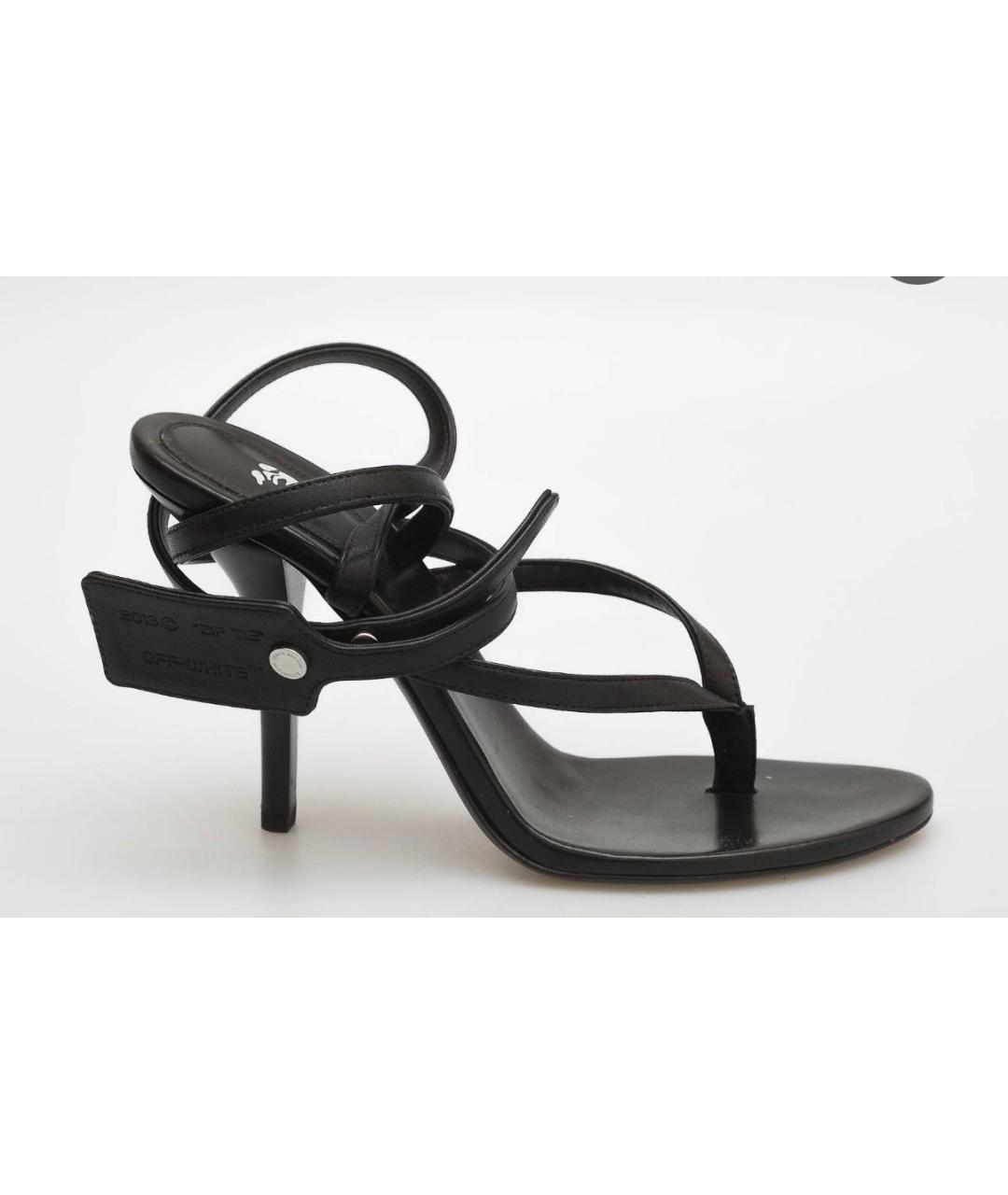 OFF-WHITE Черные кожаные босоножки, фото 6