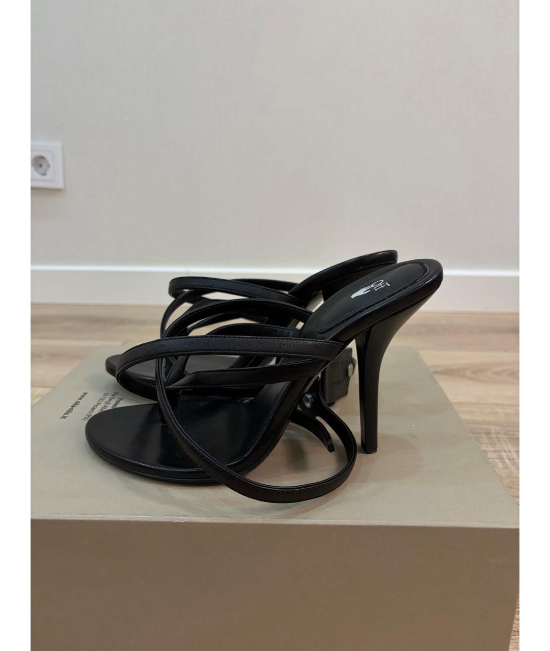 OFF-WHITE Черные кожаные босоножки, фото 7