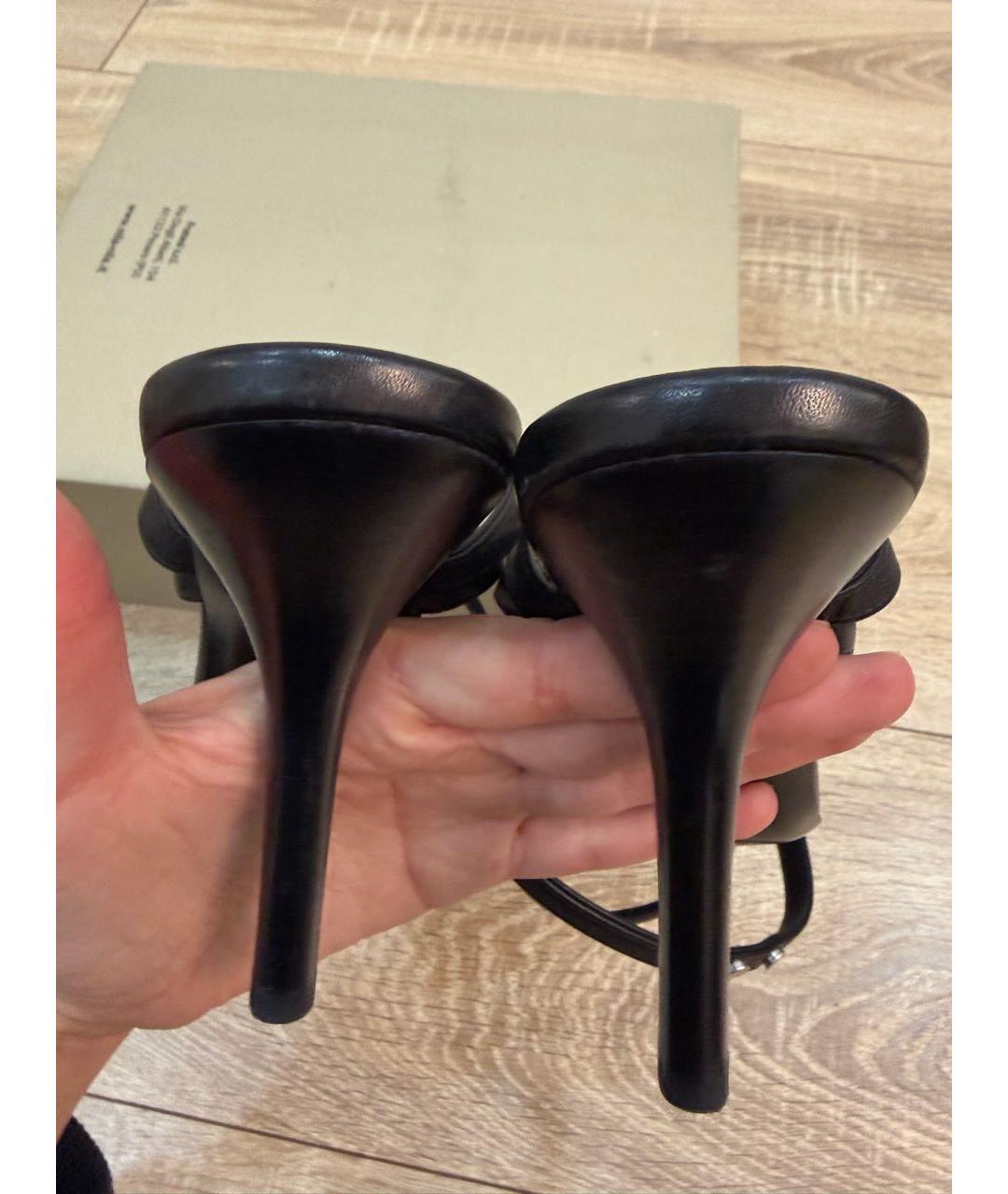 OFF-WHITE Черные кожаные босоножки, фото 4