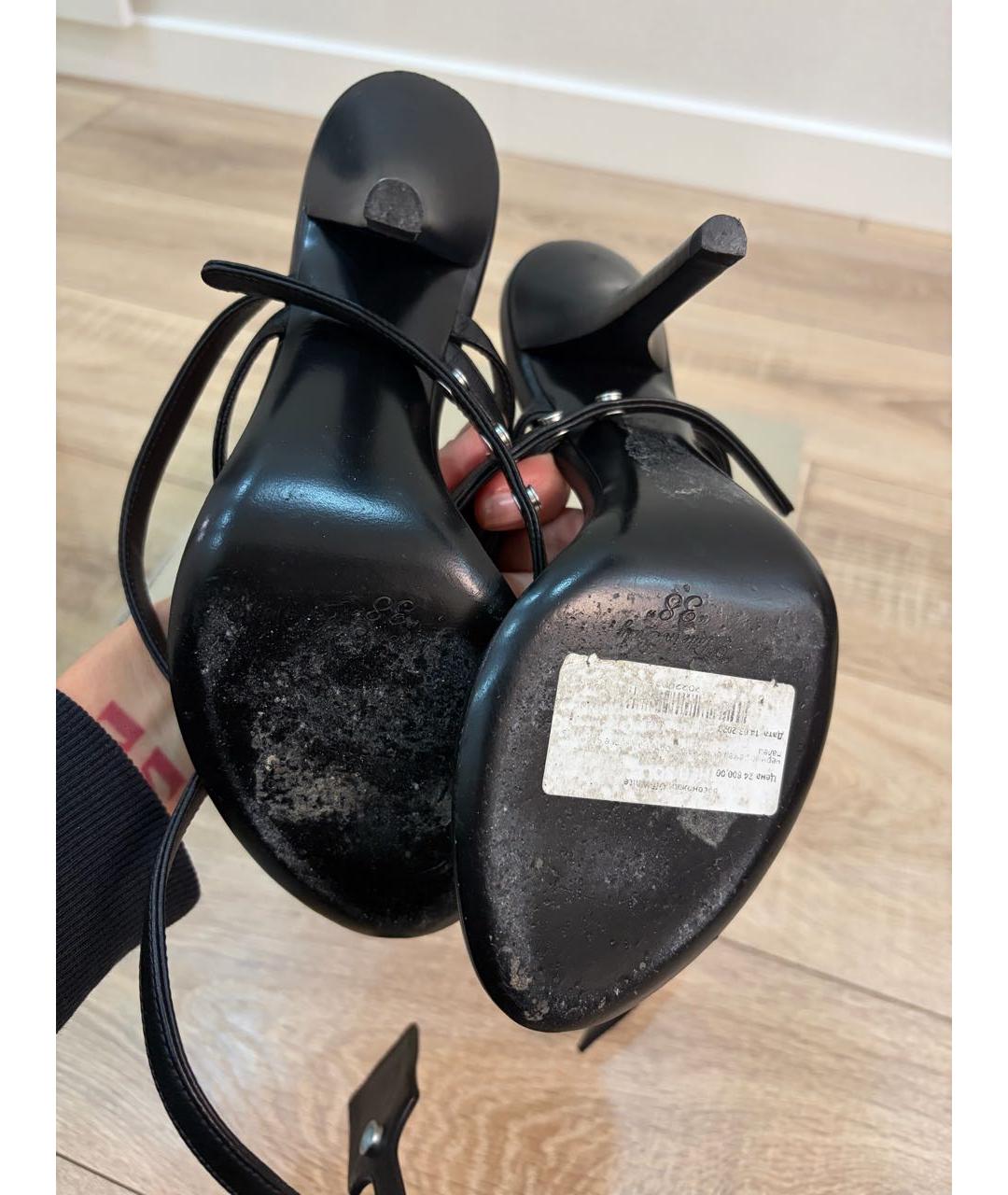 OFF-WHITE Черные кожаные босоножки, фото 3