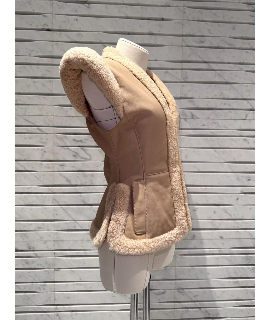 ULYANA SERGEENKO Бежевый кожаный жилет, фото 3