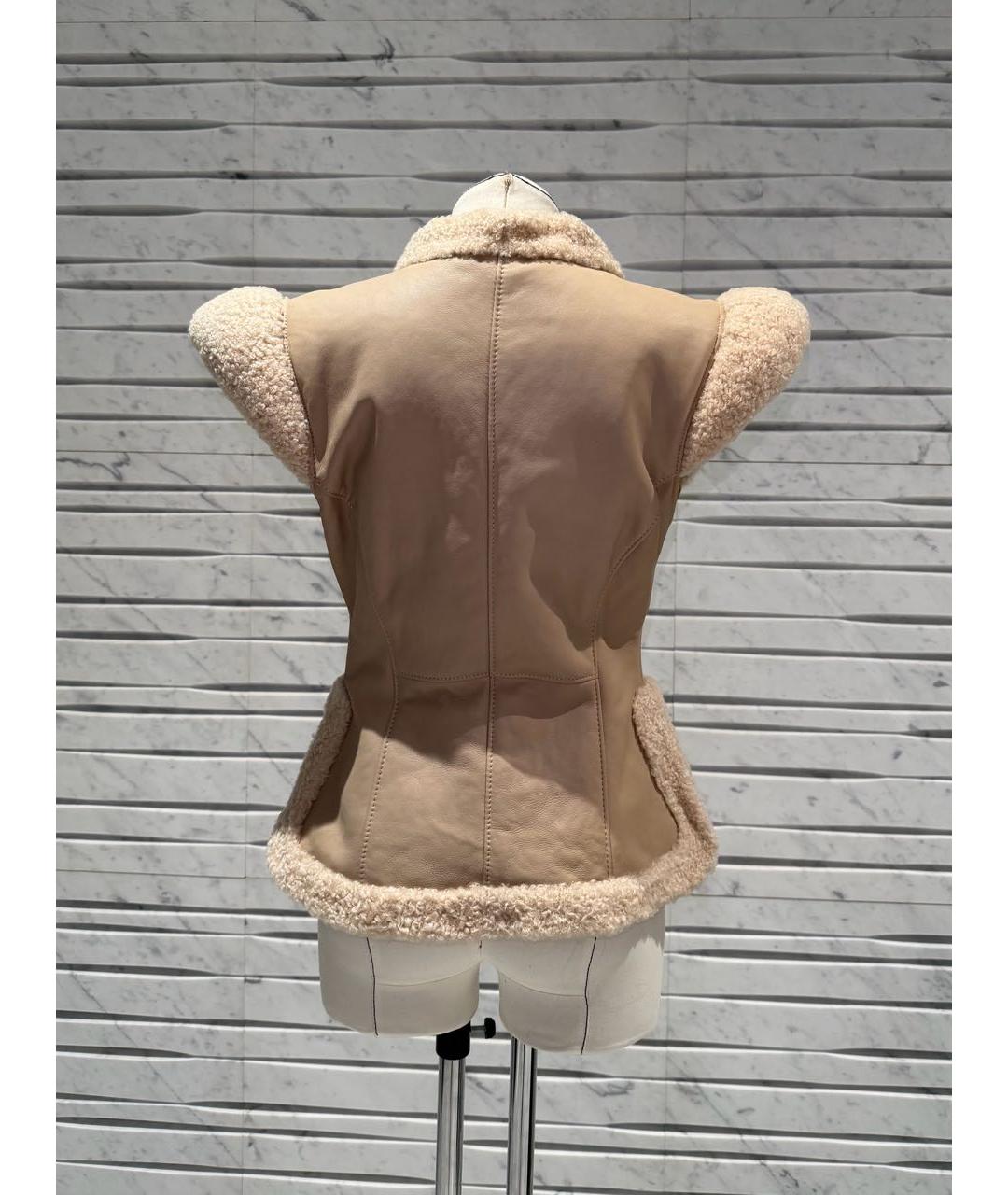 ULYANA SERGEENKO Бежевый кожаный жилет, фото 4