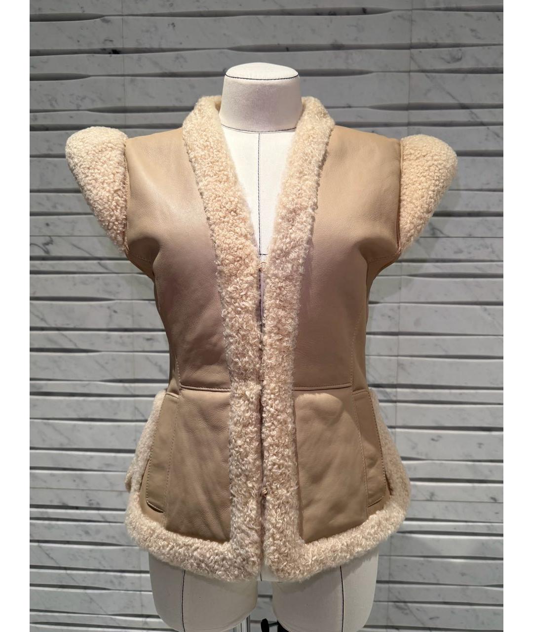 ULYANA SERGEENKO Бежевый кожаный жилет, фото 2