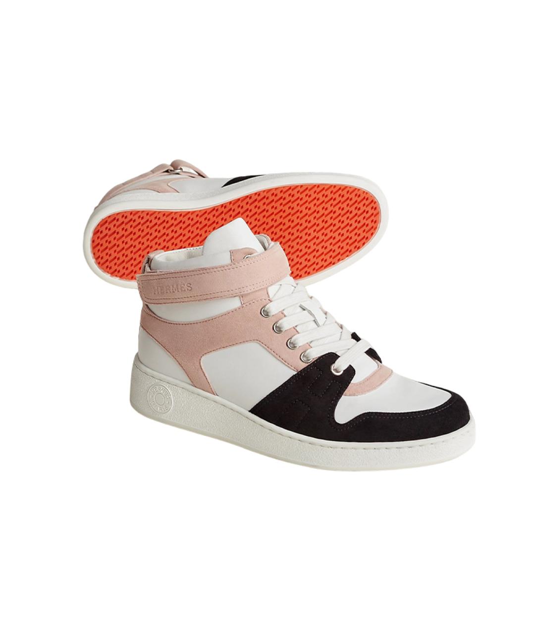 HERMES Розовые кожаные кроссовки, фото 4