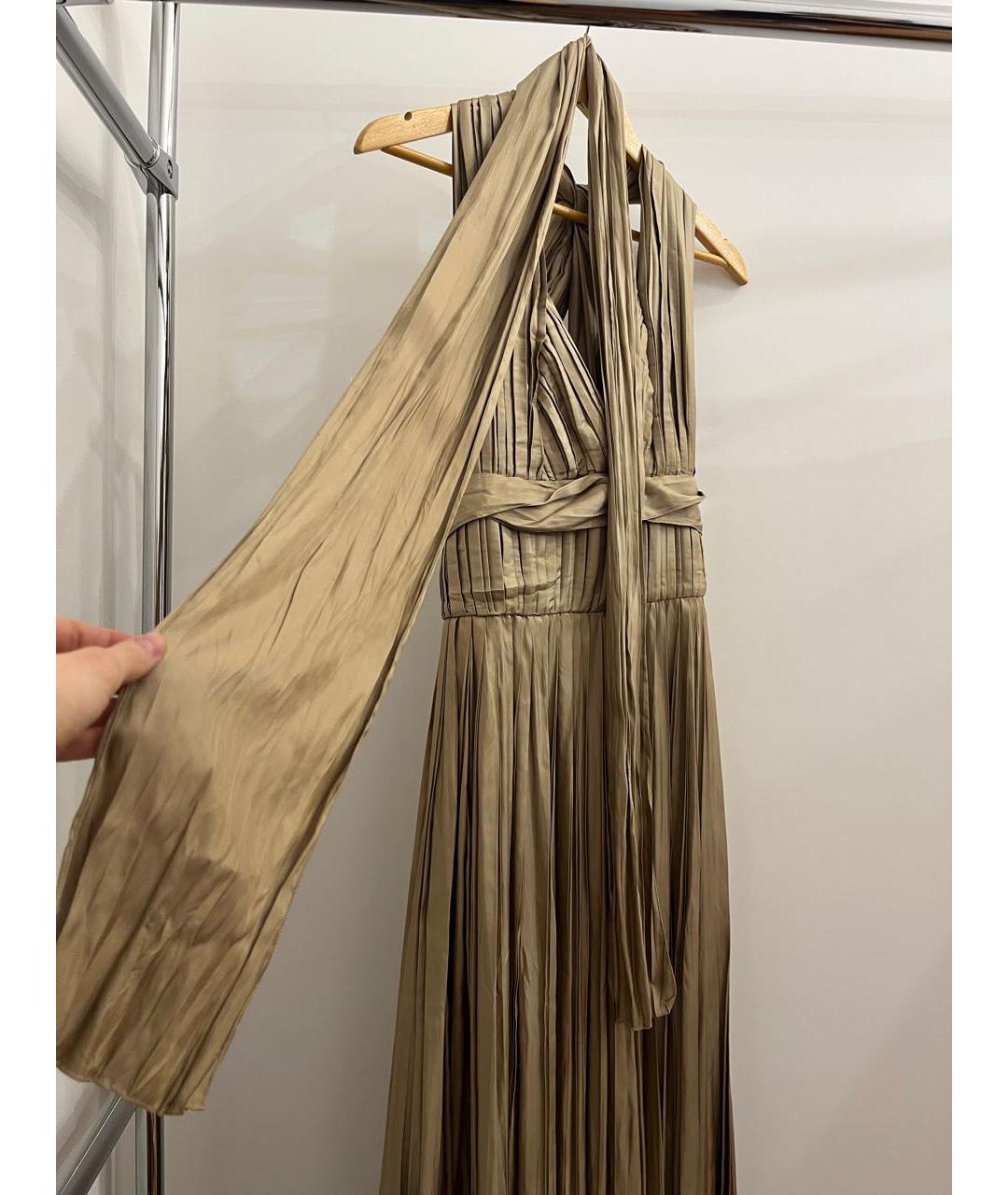 BOTTEGA VENETA Бежевое шелковое вечернее платье, фото 7