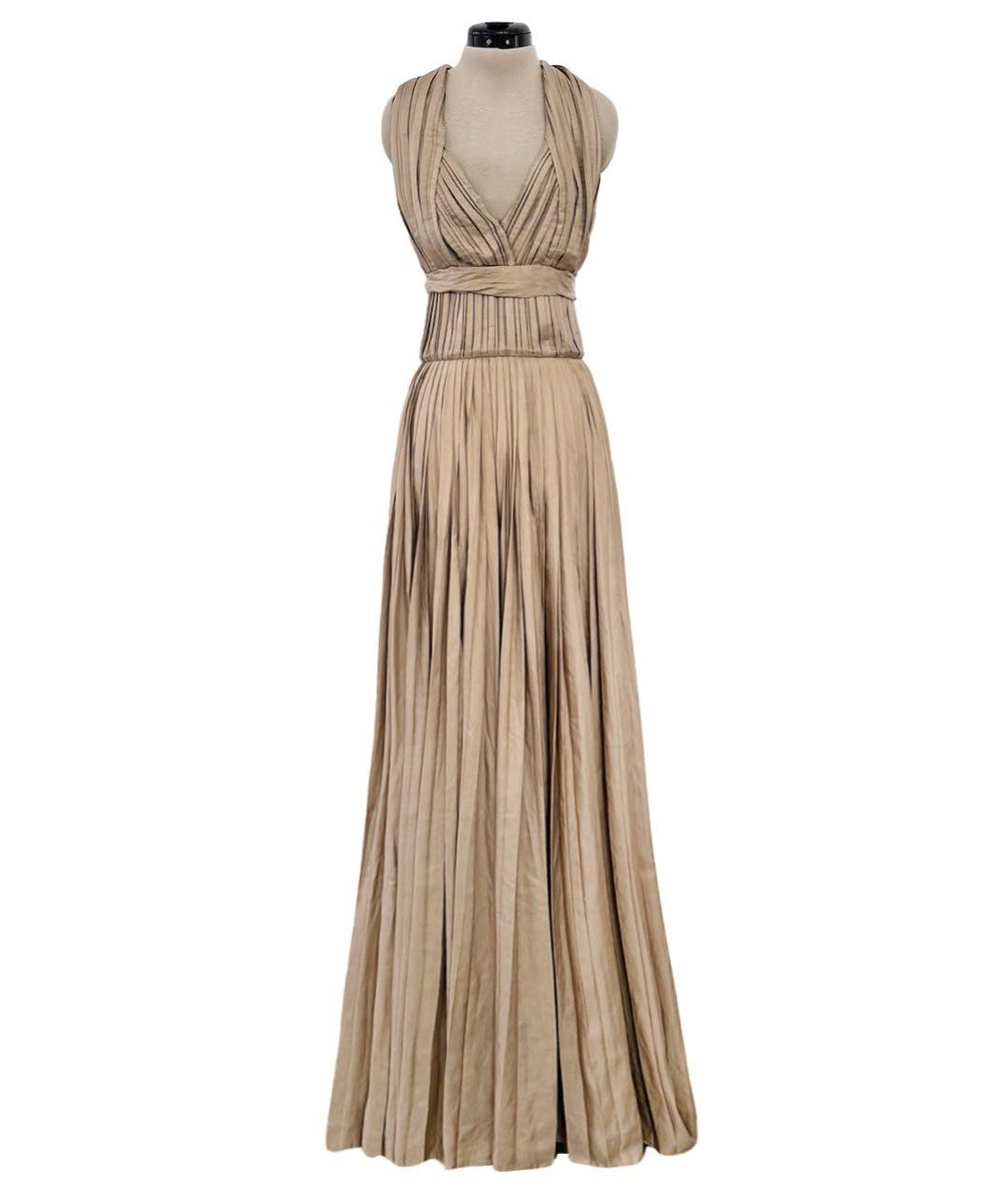 BOTTEGA VENETA Бежевое шелковое вечернее платье, фото 9