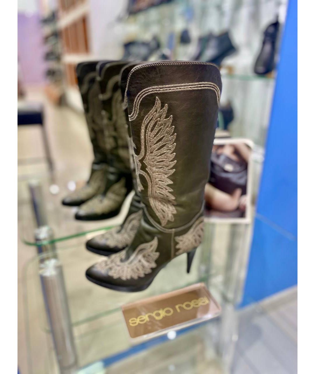 SERGIO ROSSI Черные кожаные сапоги, фото 3