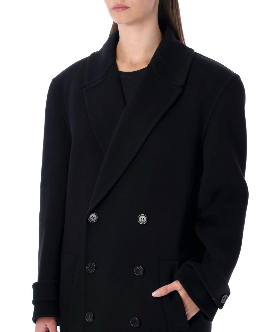 SAINT LAURENT Черное шерстяное пальто, фото 5