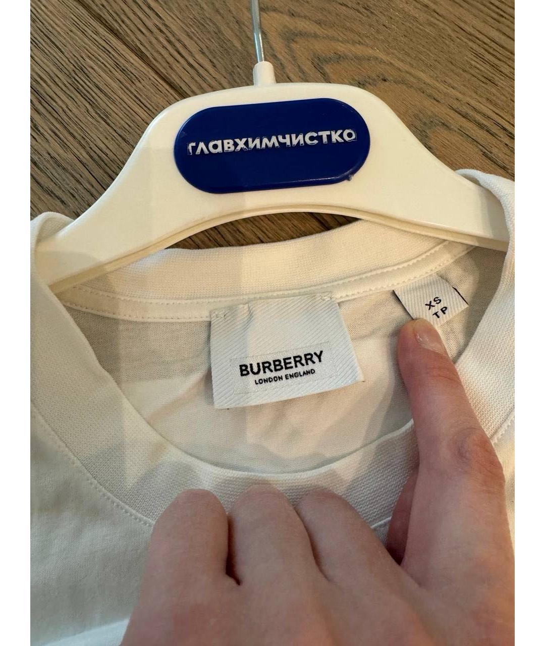 BURBERRY Белая хлопковая футболка, фото 2