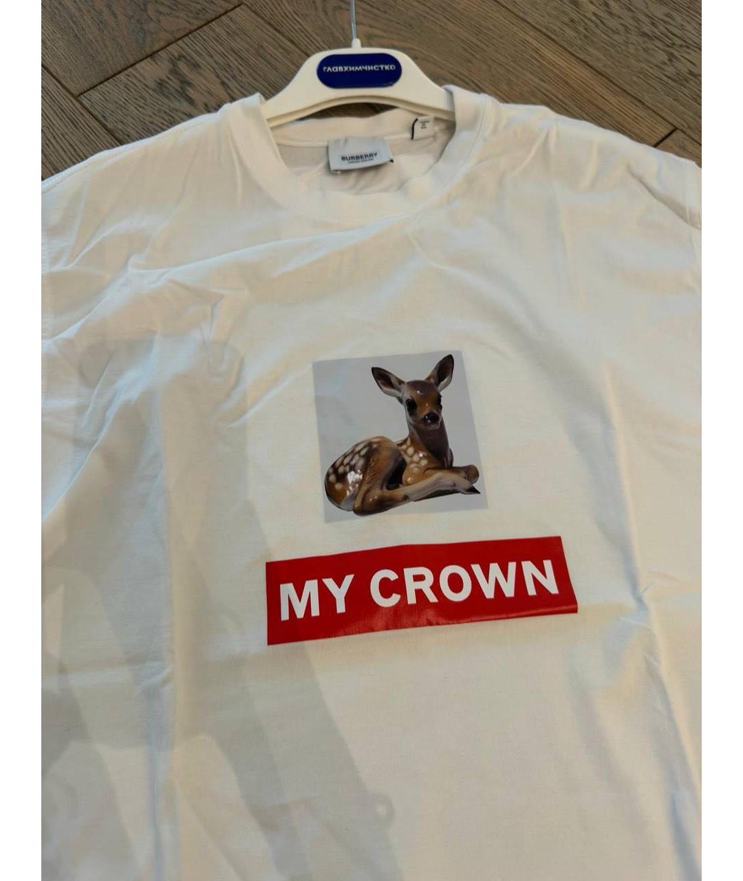 BURBERRY Белая хлопковая футболка, фото 3