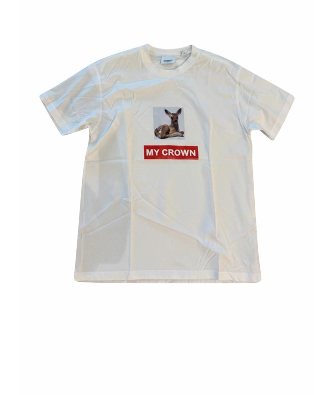 BURBERRY Белая хлопковая футболка, фото 1