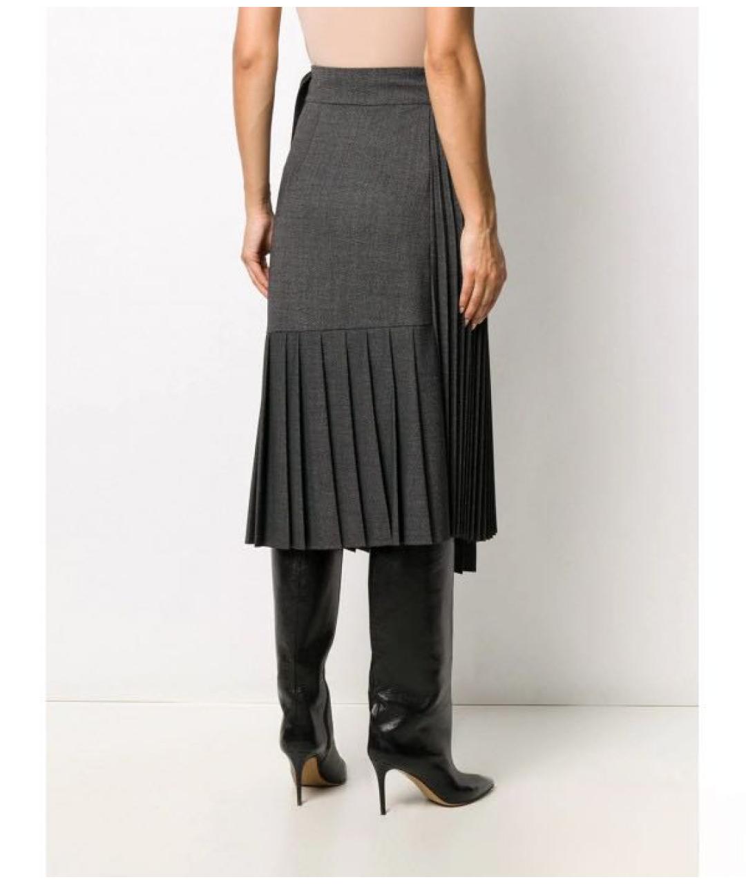 P.A.R.O.S.H. Антрацитовая шерстяная юбка миди, фото 3