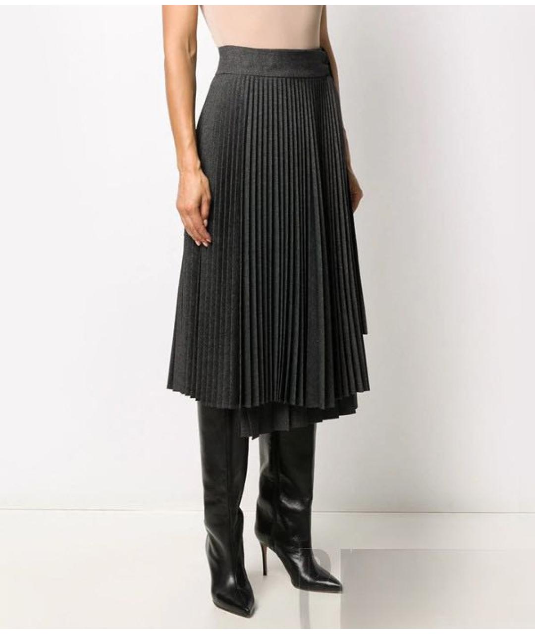 P.A.R.O.S.H. Антрацитовая шерстяная юбка миди, фото 2