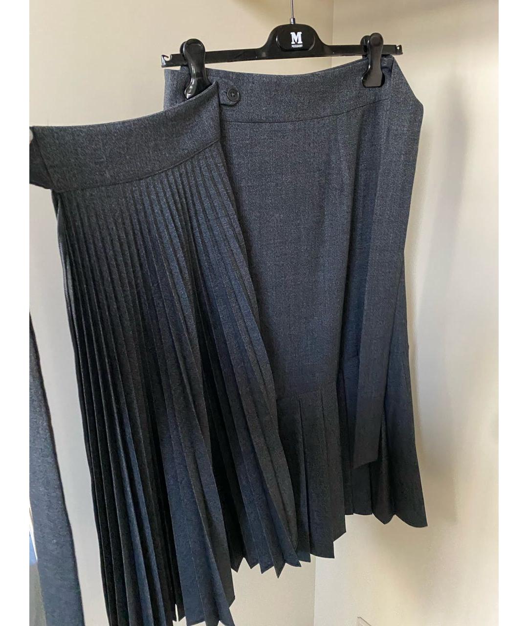 P.A.R.O.S.H. Антрацитовая шерстяная юбка миди, фото 6